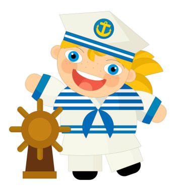 izole karakter - denizci kız çizgi film 