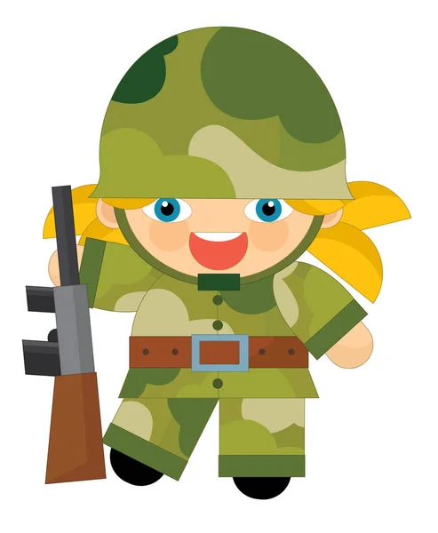 Cartoon character - soldier girl — Stock Photo, Image
