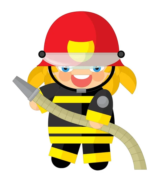 Мультфильм характер - пожарный девушка — стоковое фото