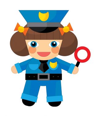 Çizgi film karakteri - izole polis kız