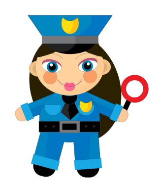 Çizgi film karakteri - izole polis kız