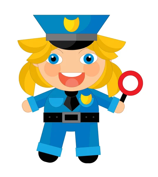 Cartoon character - policeman girl isolated — Stock Photo, Image
