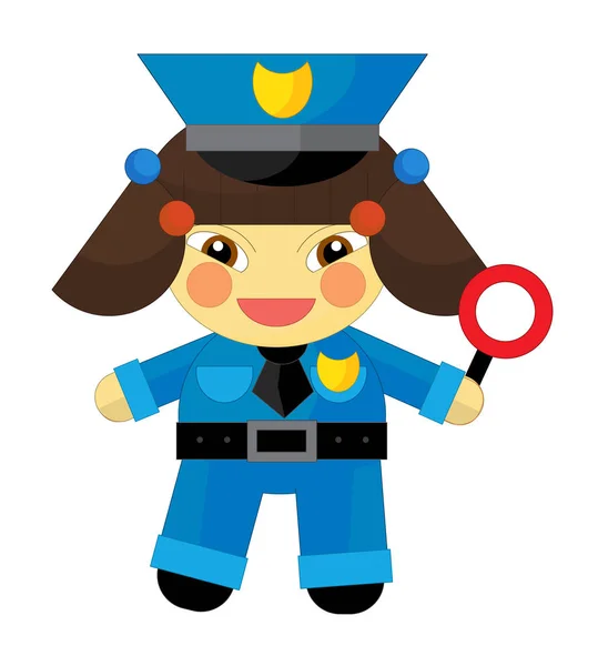 Personagem de desenhos animados - policial menina isolada — Fotografia de Stock