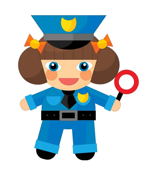 Personagem de desenhos animados - policial menina isolada — Fotografia de Stock