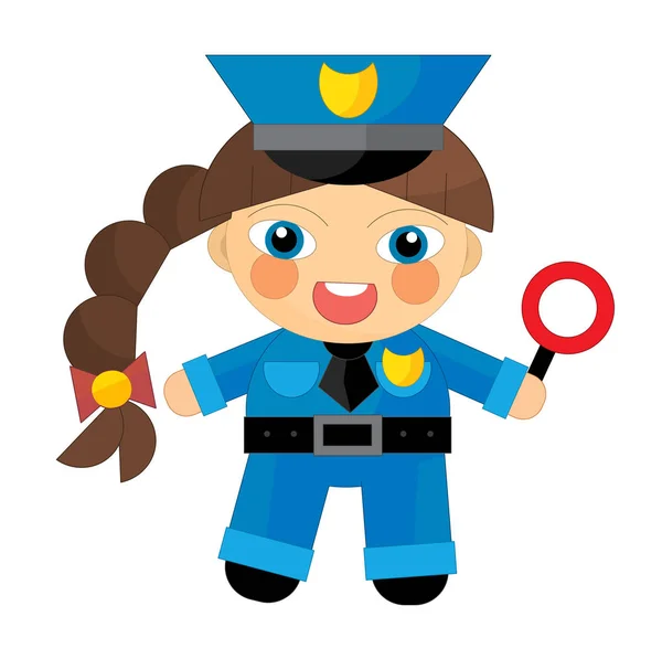 Personagem de desenhos animados - policial menina isolada — Fotografia de Stock