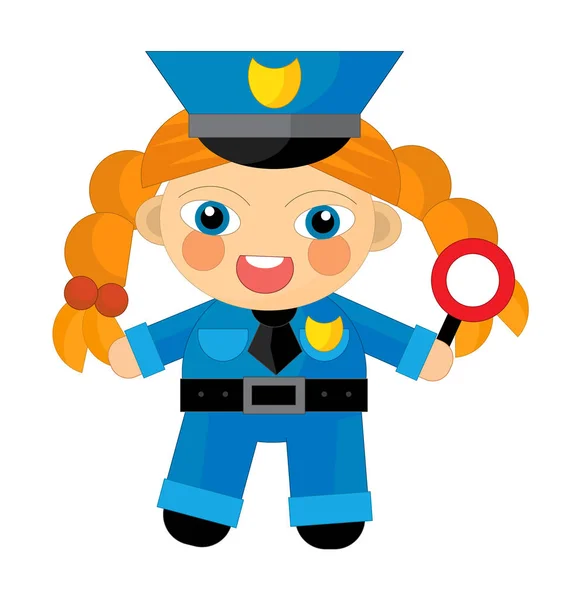 Personaje de dibujos animados - chica policía aislado —  Fotos de Stock