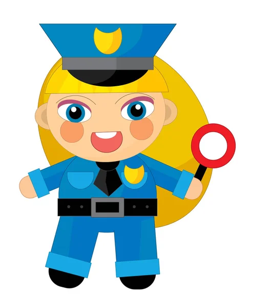 만화 캐릭터-고립 된 경찰 여자 — 스톡 사진