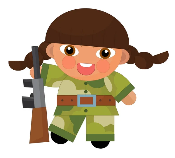 漫画のキャラクター - 砂漠の兵士の女の子 — ストック写真