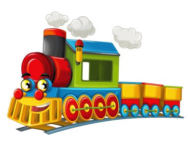 Karikatür komik buharlı tren arıyor  