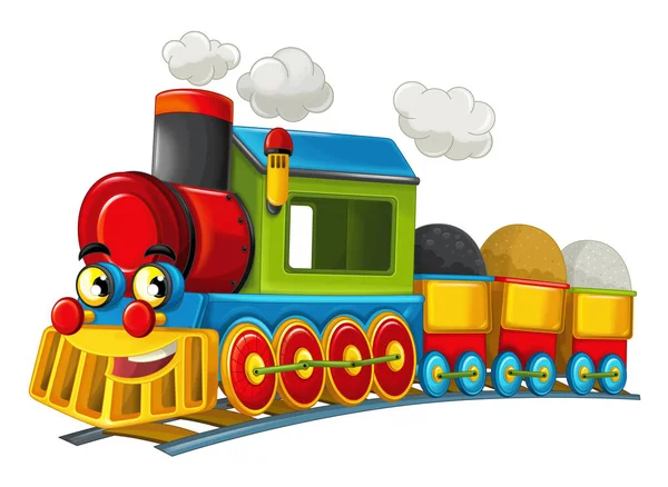 Cartoon funny looking steam train — Stock Photo, Image