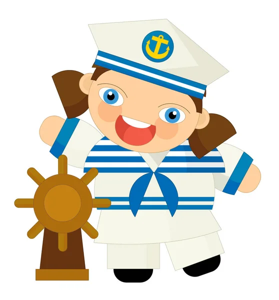 Personagem isolado desenhos animados - menina marinheiro — Fotografia de Stock