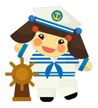 izole karakter - denizci kız çizgi film