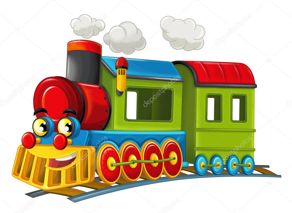Cartoon funny looking steam train  