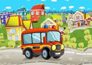 itfaiyeci otobüs şehrin içinden sürüş