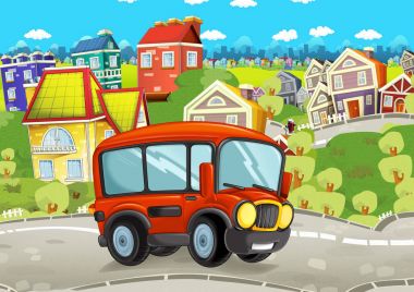 itfaiyeci otobüs şehrin içinden sürüş