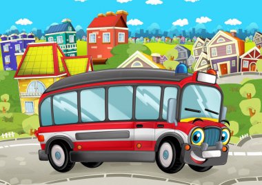 itfaiyeci otobüs şehrin içinden sürüş