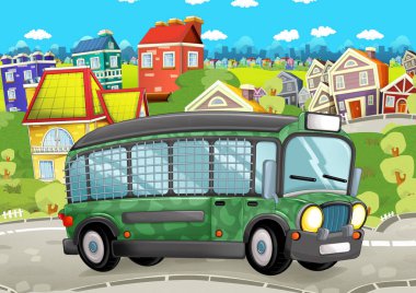 askeri otobüs şehrin içinden sürüş