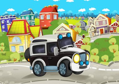 Polis kamyon şehrin içinden sürme