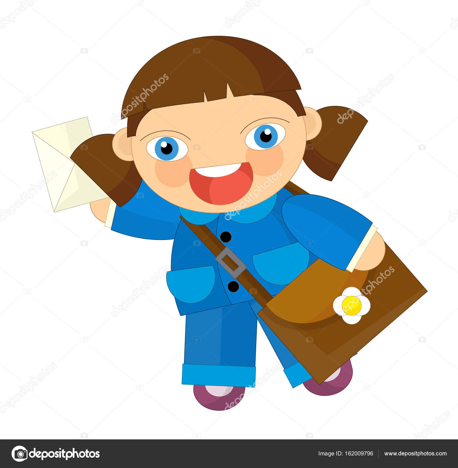 Cartoon character - postman girl — Stock Photo © illustrator_hft #162009796