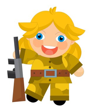 Cartoon character - desert soldier girl clipart