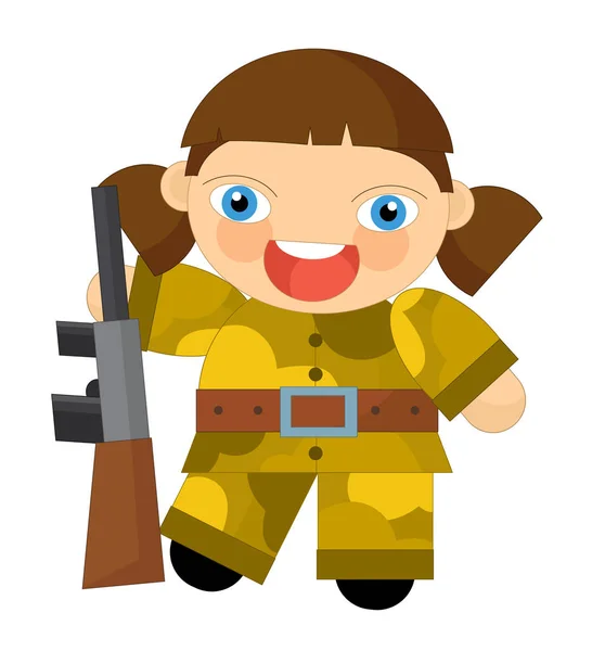 Personagem dos desenhos animados - soldado do deserto menina — Fotografia de Stock