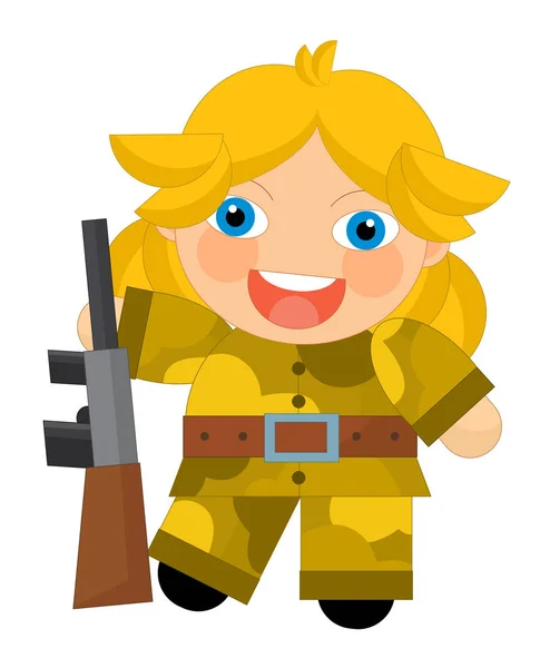 Personaje de dibujos animados - chica soldado del desierto —  Fotos de Stock