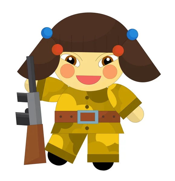 Personaje de dibujos animados - chica soldado del desierto — Foto de Stock