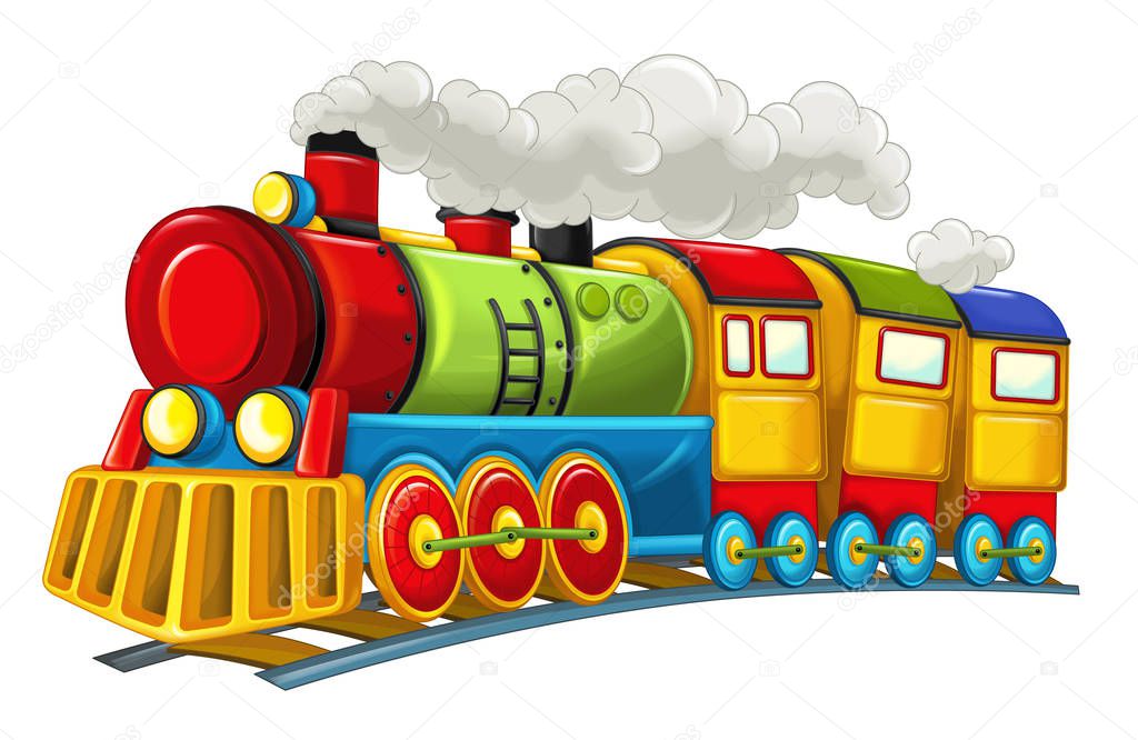 Cartoon funny looking steam train