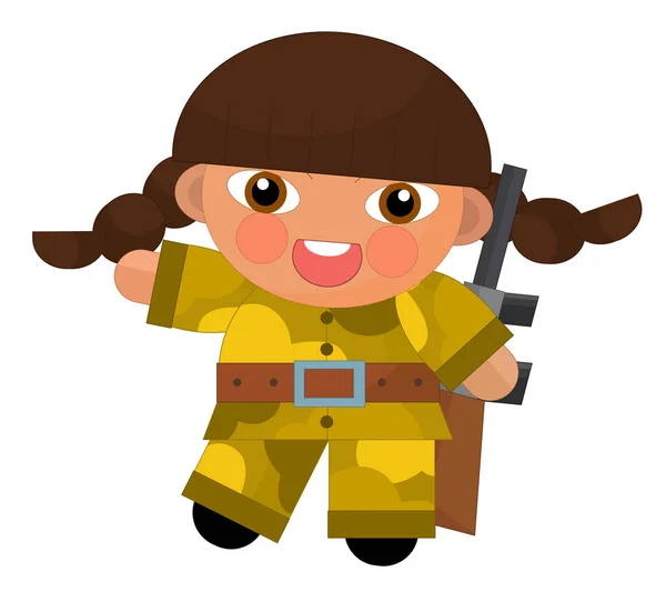 Personaje de dibujos animados - chica soldado —  Fotos de Stock