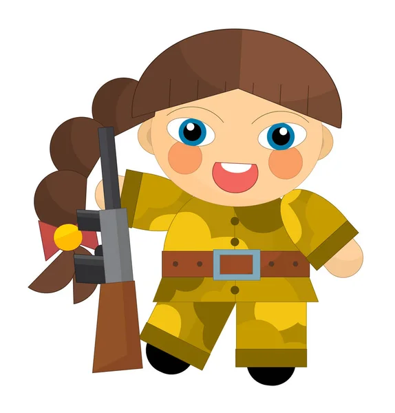 Personaje de dibujos animados - chica soldado —  Fotos de Stock