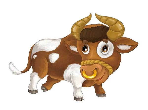 Мультфильм фермерское животное веселый бык — стоковое фото