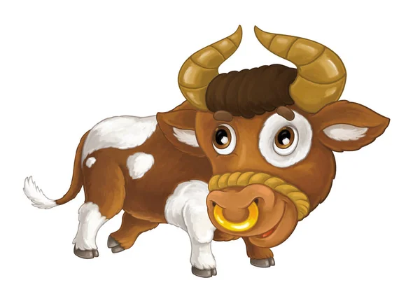 Desenhos animados fazenda animal alegre touro — Fotografia de Stock