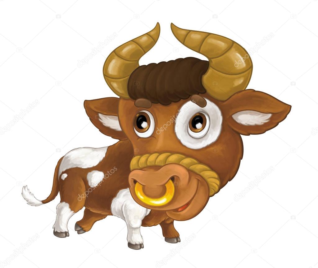 Cartoon farm animal cheerful bull