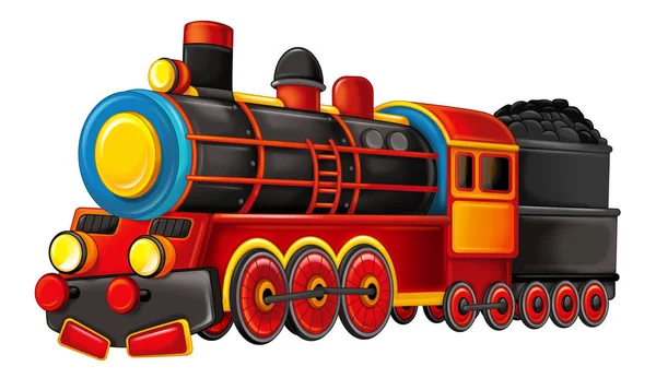 Desenhos animados engraçado olhando trem a vapor — Fotografia de Stock