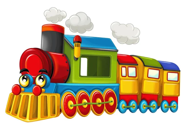 Dessin animé drôle regardant train à vapeur — Photo
