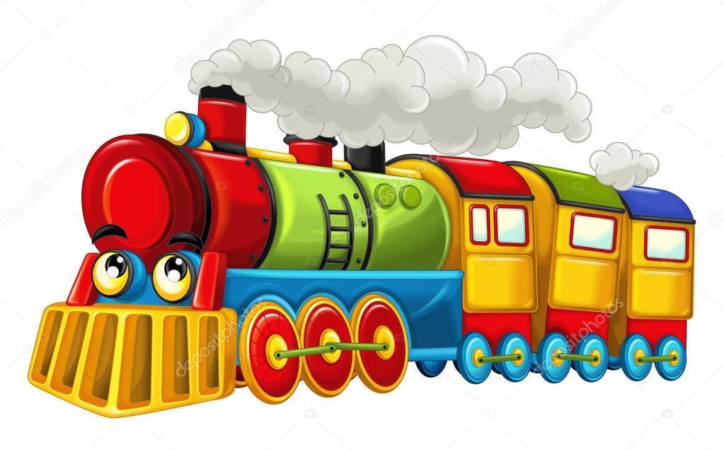 Cartoon funny looking steam train 