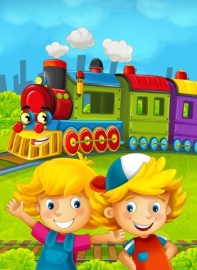 Mutlu çocuklar ile çizgi film tren sahnesi 