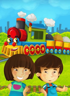 Mutlu çocuklar ile çizgi film tren sahnesi 