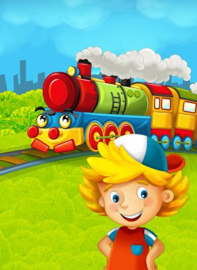 Mutlu bir çocukluk ile çizgi film tren sahnesi