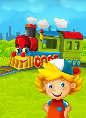Mutlu bir çocukluk ile çizgi film tren sahnesi
