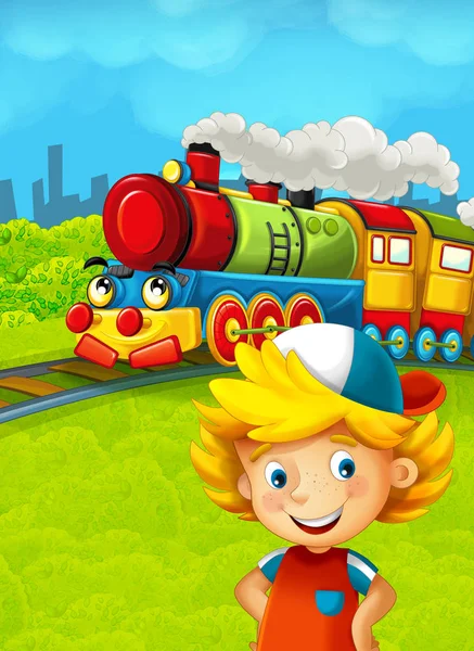 Mutlu bir çocukluk ile çizgi film tren sahnesi