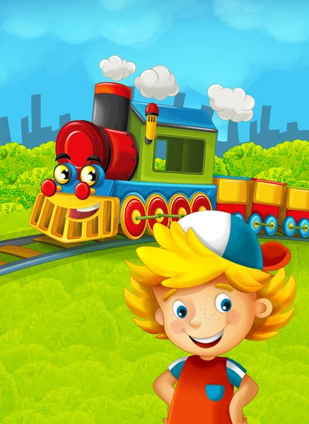 Mutlu bir çocukluk ile çizgi film tren sahnesi