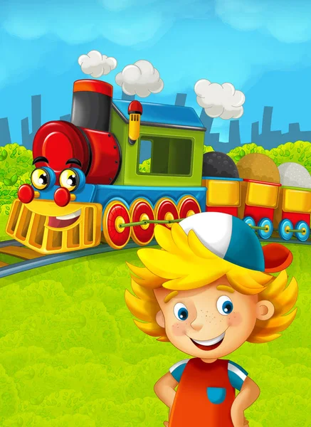 Mutlu bir çocukluk ile çizgi film tren sahnesi