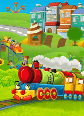 çocuklar parkta eğleniyor ile tren  