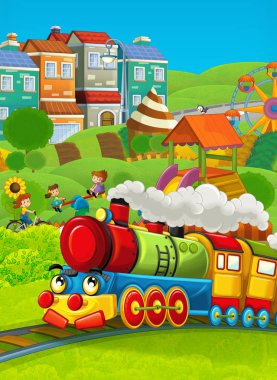 çocuklar parkta eğleniyor ile tren  