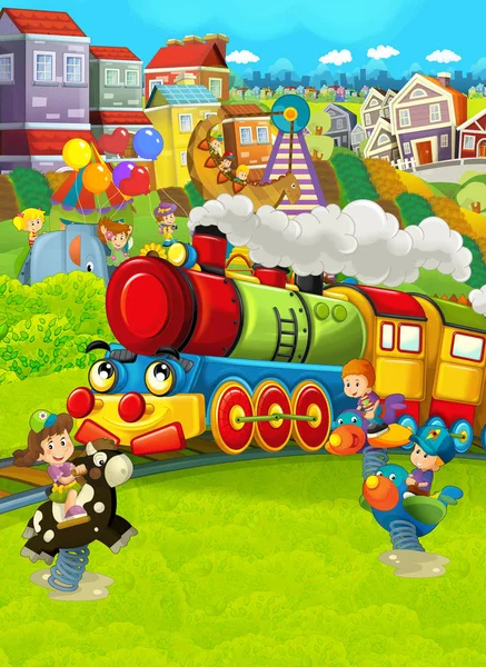 çocuklar parkta eğleniyor ile tren 