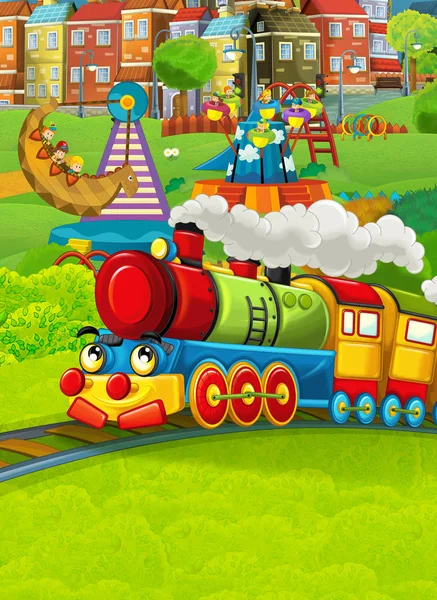 çocuklar parkta eğleniyor ile tren 