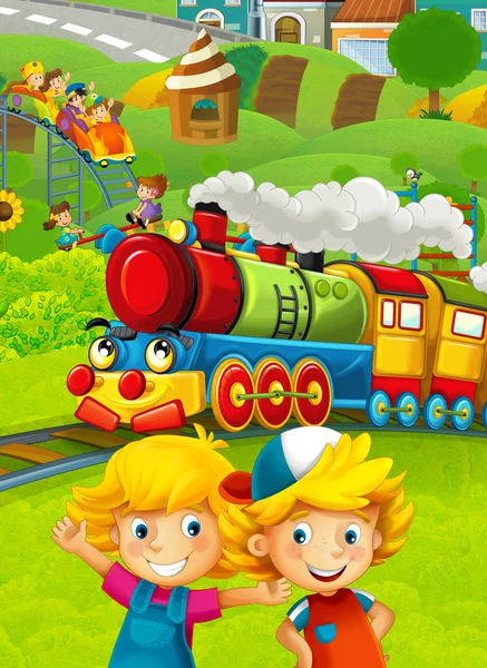 çocuklar parkta eğleniyor ile tren