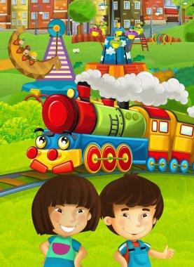 çocuklar parkta eğleniyor ile tren