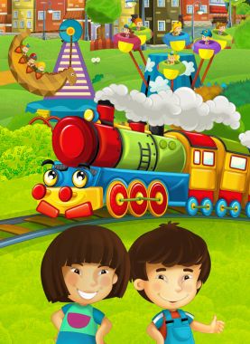 çocuklar parkta eğleniyor ile tren